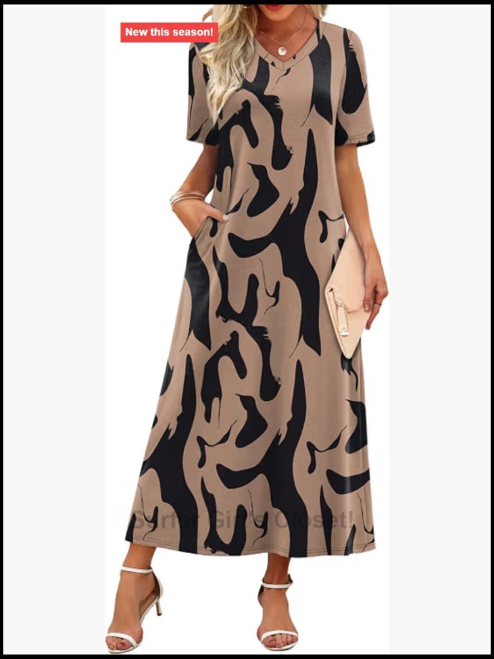 V-Neck Floral Maxi Sundress Summer Vacation Beach Dress Women's